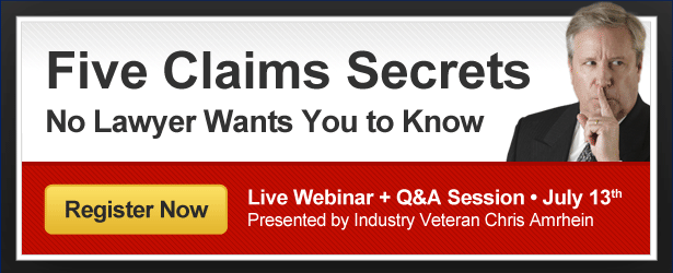 New Class this Wednesday: Five Claims Secrets No Lawyer Wants You to Know