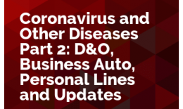 Coronavirus and Other Diseases Part 2: D&O, Business Auto, Personal Lines and Updates