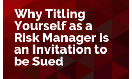 Why Titling Yourself as a Risk Manager is an Invitation to be Sued